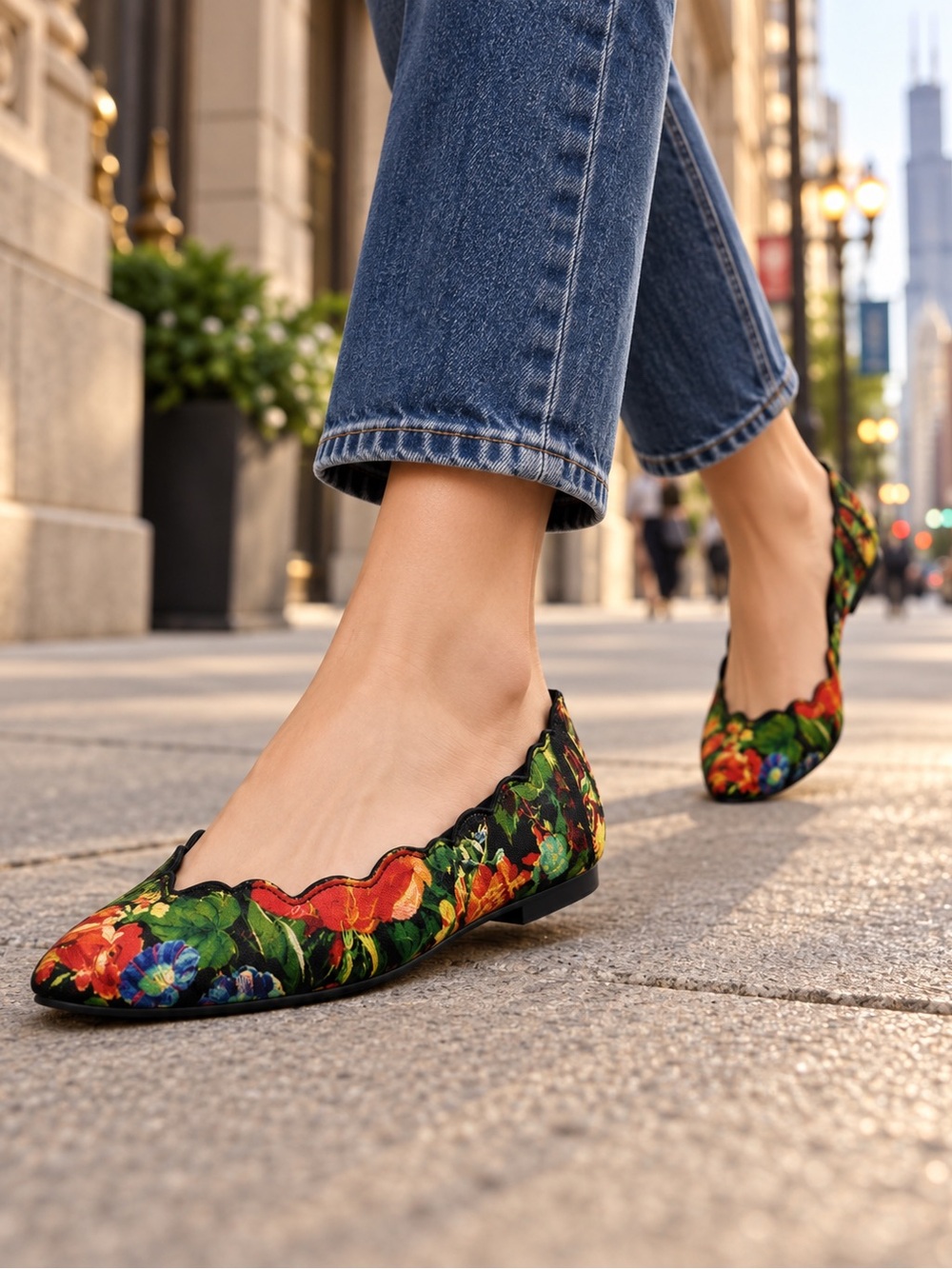 MIA Floral Scalloped Ballet Flat - Multicolor